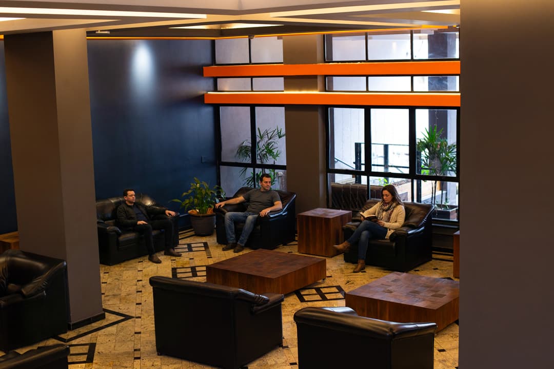 Elegant lounge with comfortable sofas and armchairs